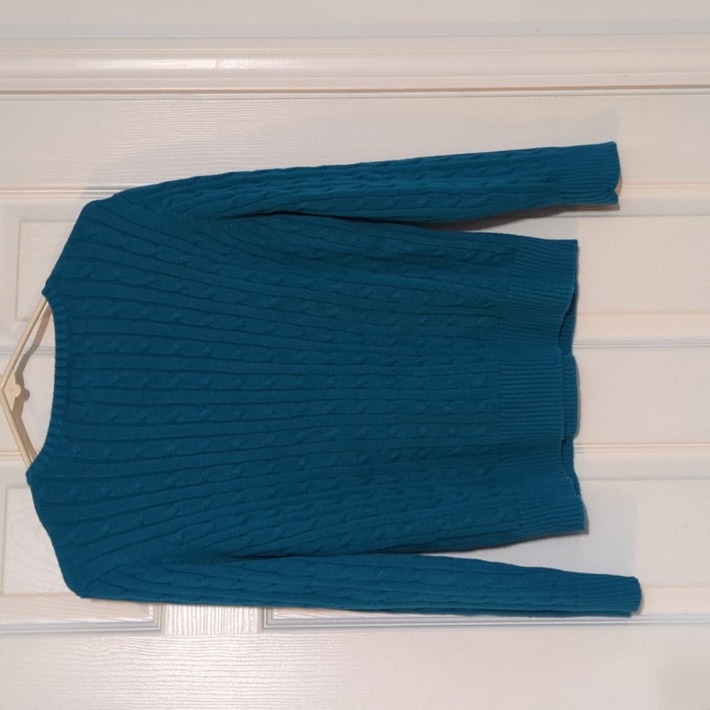 🔥Cable sweater in teal PXL, St John's Bay - Picture 4 of 7